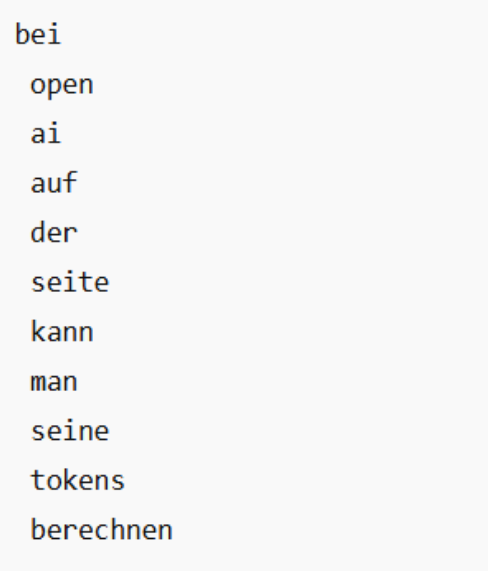 Textgrafik zur Token-Berechnung auf der OpenAI-Webseite für eine effiziente KI-Nutzung.