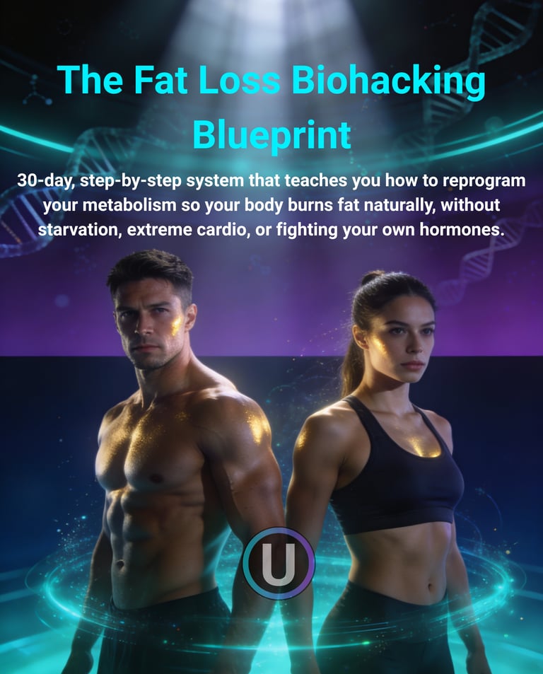 Fit man and woman in a fat loss biohacking blueprint guide for metabolism reprogramming.