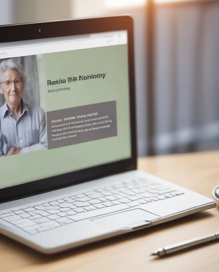 A close-up of hands holding an e-book about aging and care.