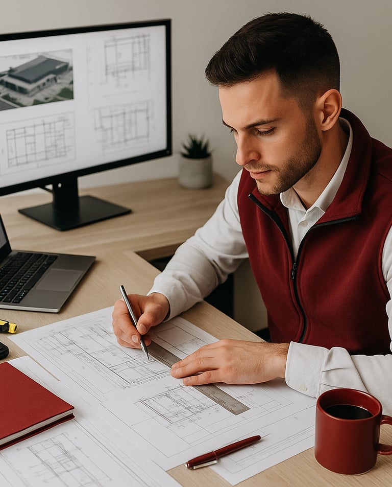 a man sitting at a desk with a laptop and a laptop