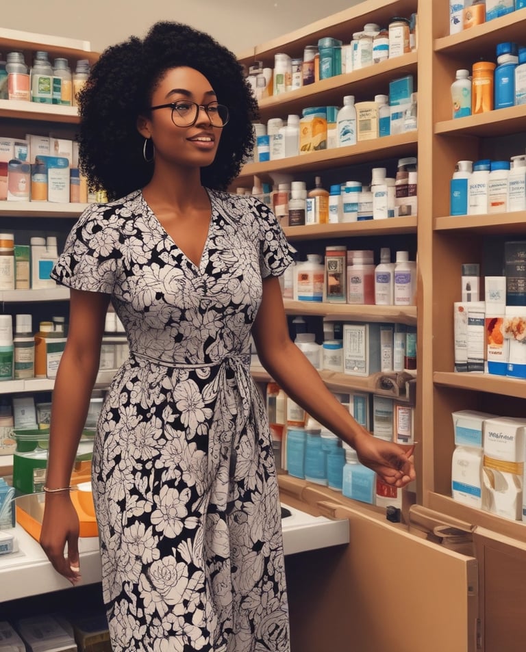 An aide is picking up prescription medication from the pharmacy.