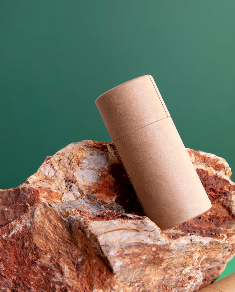 paper tube on rock 