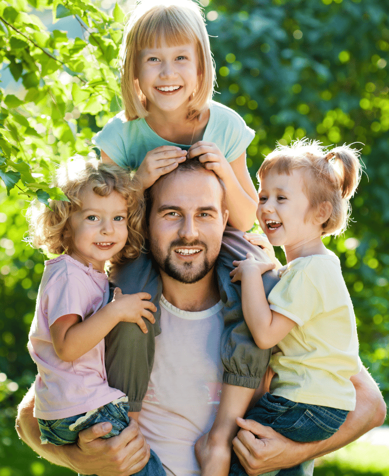 Girl dad with his three daughters