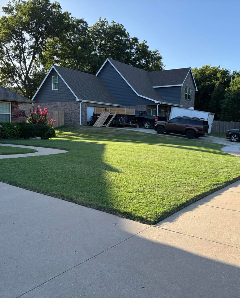 fresh cut grass in residential neighborhood in Bartlesville, OK