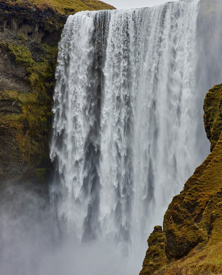Skógafoss waterfall on a bad whether day