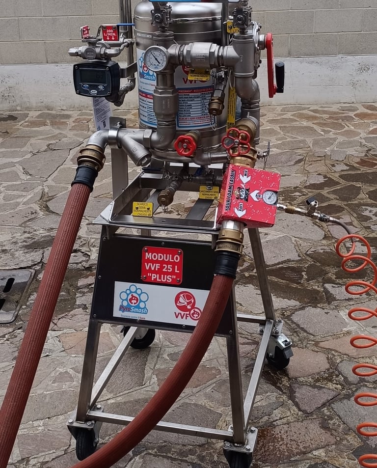 a fire hydrant with a foam mixer and RAFS the cafs generator and hose attached 