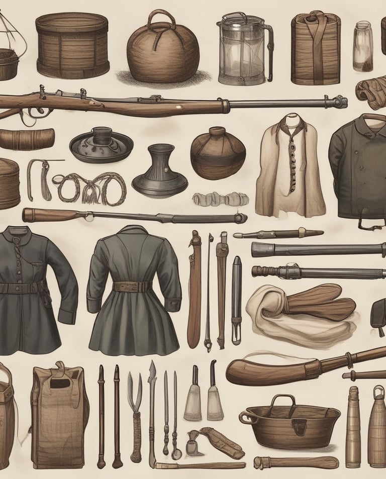 A vintage-inspired workspace with colorful design sketches and retro gadgets scattered around.