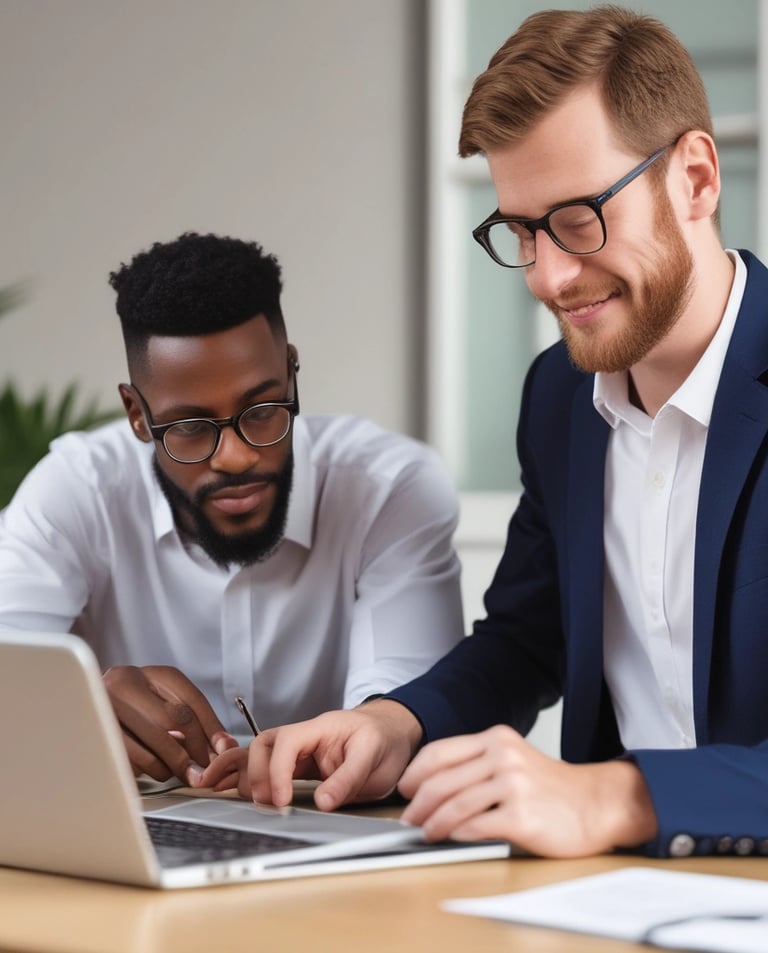 Hands of a person working on the internal components of a laptop, including the fan and circuit board, using two precision tools. The person is wearing an anti-static wrist strap.