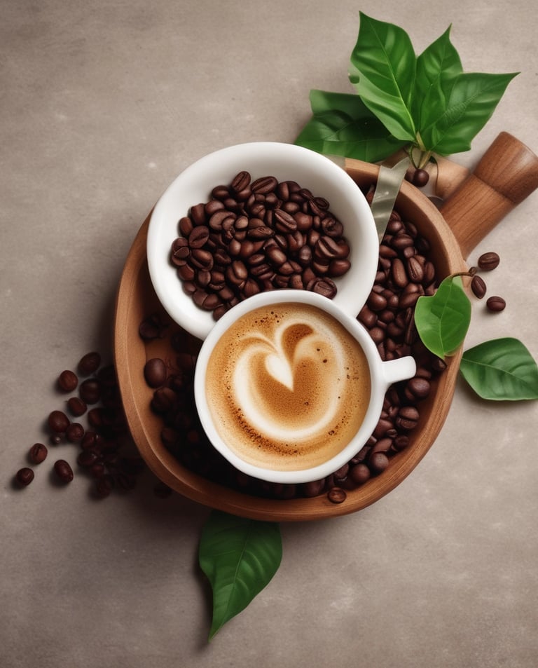 An assortment of colorful, artisanal coffee mugs on a wooden table.
