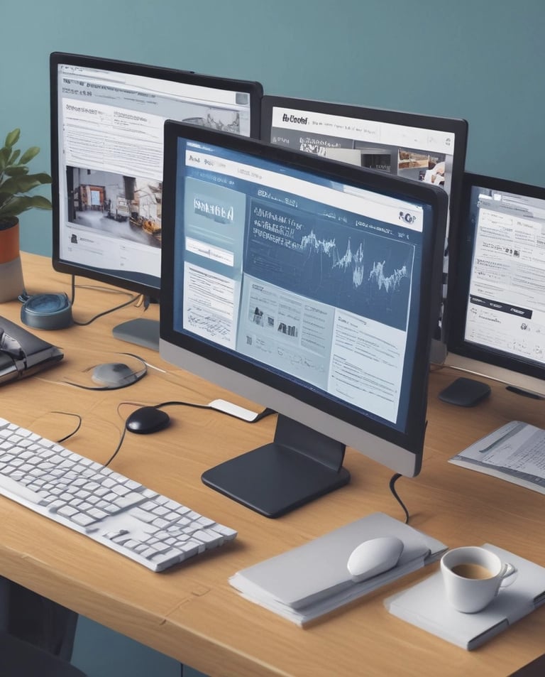 A focused digital marketer analyzing campaign data on a laptop in a cozy, dark-themed workspace.