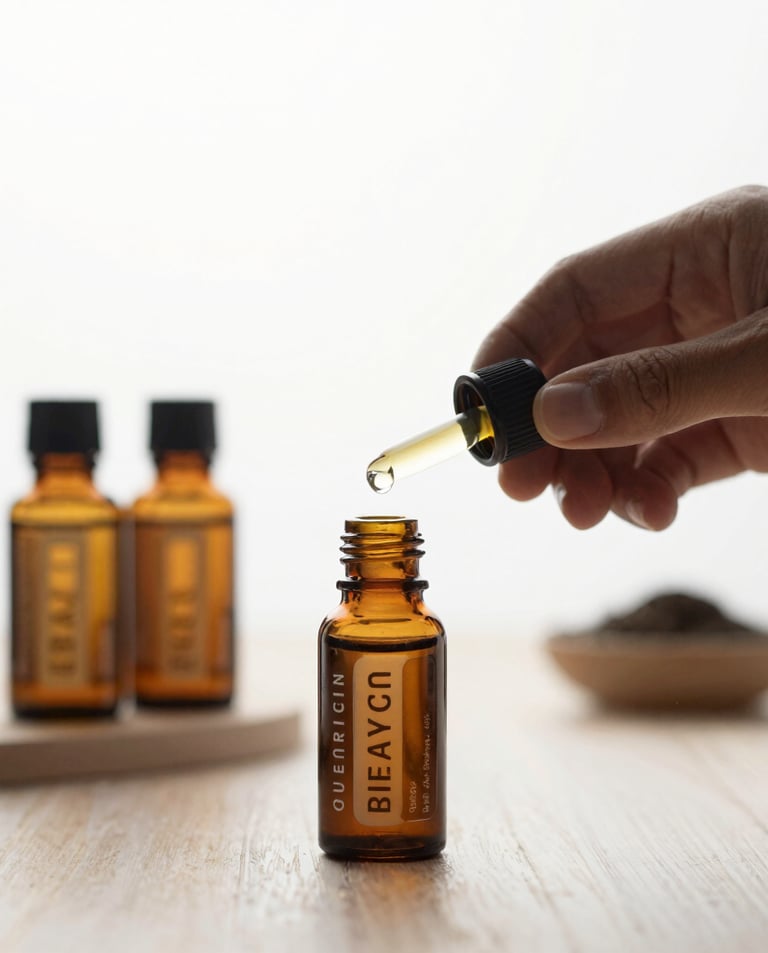 Aromatherapy oils and candles arranged elegantly in a peaceful treatment room.