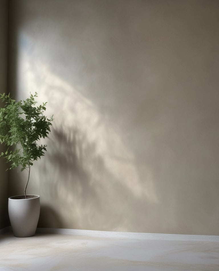 a planter in a room with a potted plant
