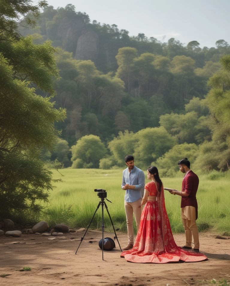 A professional wedding photography team in action during a ceremony.
