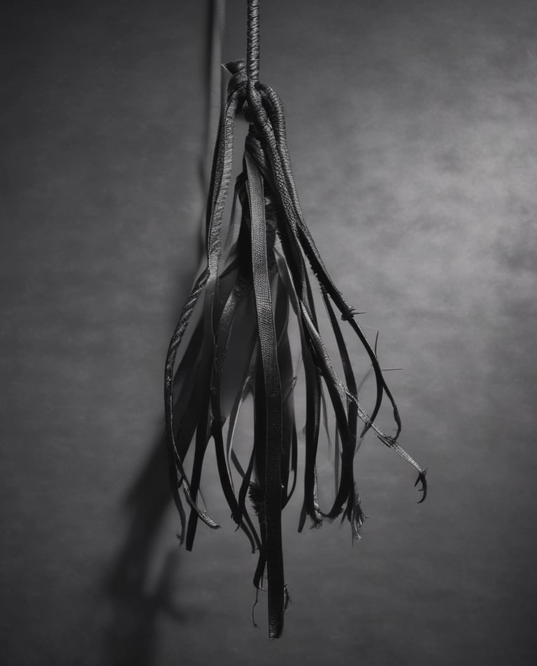 A close-up of colorful floggers displayed elegantly.