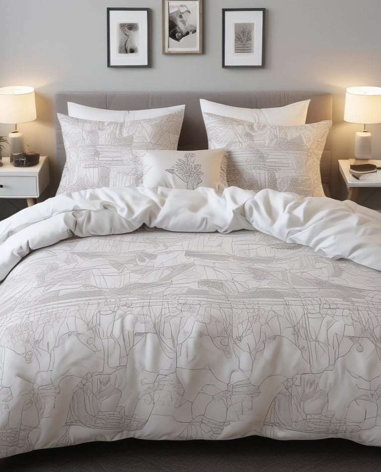 A serene bedroom with natural light and soft linens.