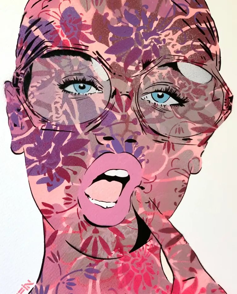 Efin art womans portrait pink