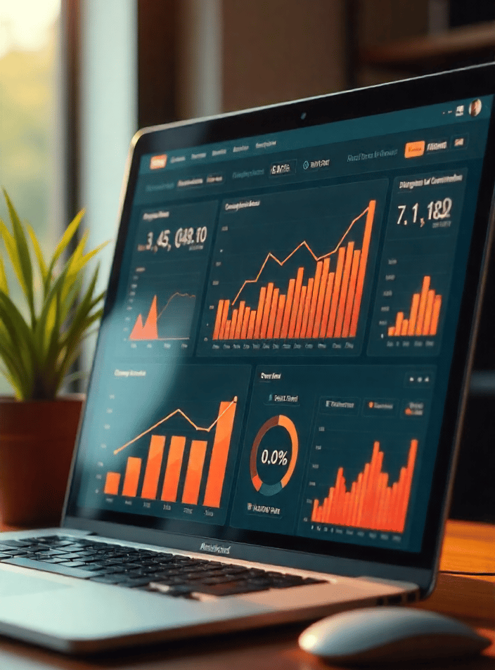 Dashboard-métricas-conversão-gráficos-vendas-comissões-representando-sucesso-financeiro