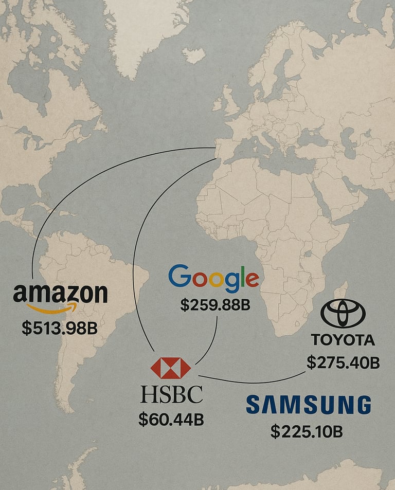 Mapa-múndi-com-logos-6-empresas-internacionais-posicionadas-países-origem