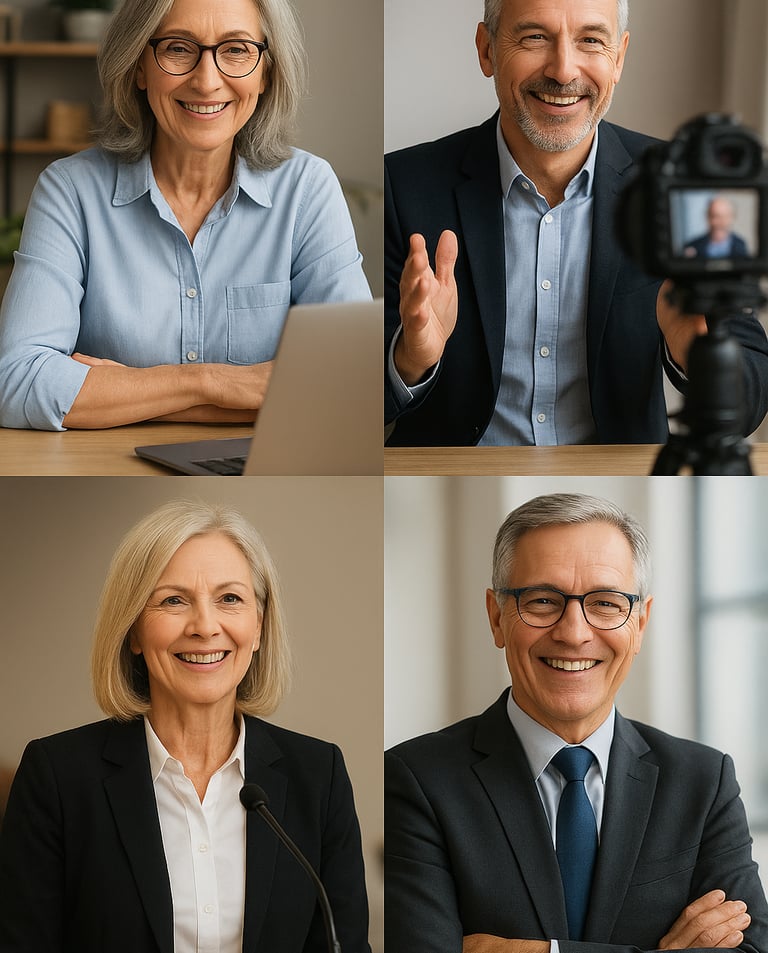 Montagem-com-fotos-pessoas-maduras-diferentes-situações-sucesso