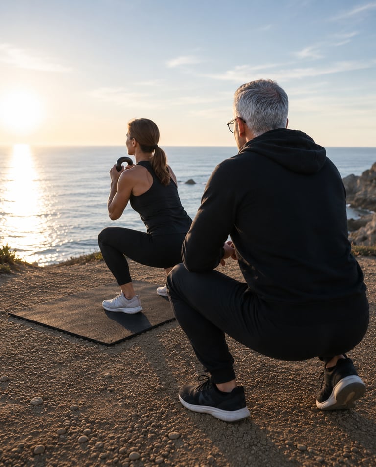 Coaching sportif outdoor à Sarzeau avec adulte de 40 ans et plus