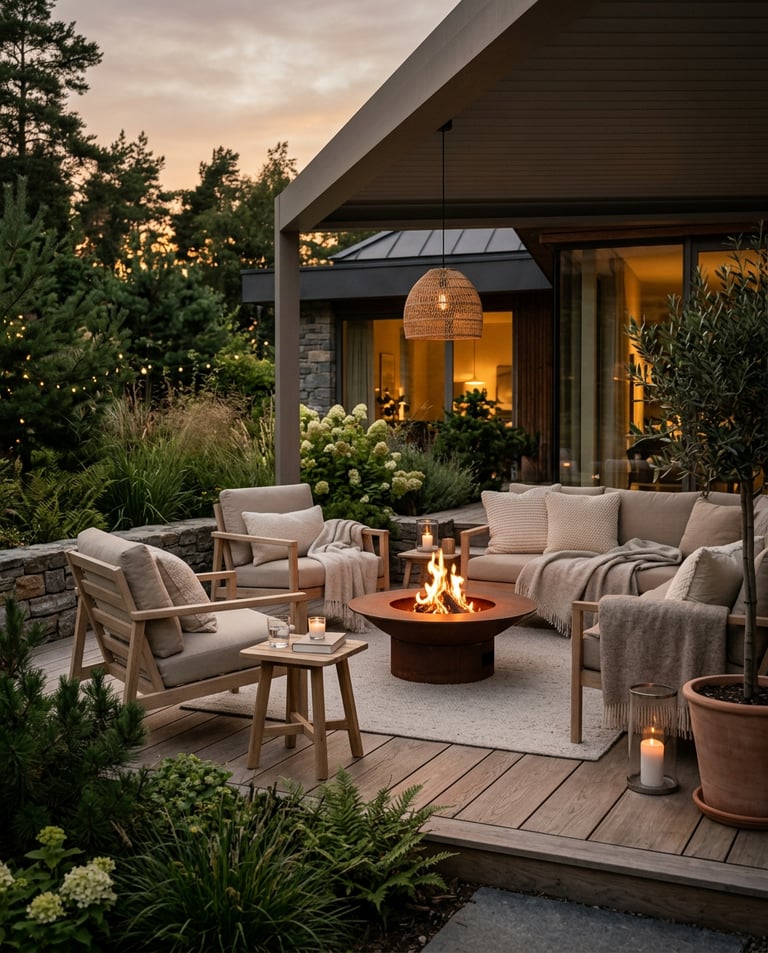 Minimal outdoor cozy living inspiration for patios