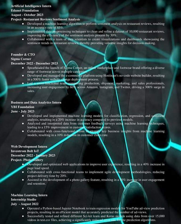 image showcasing work experience in a reverse chronological order