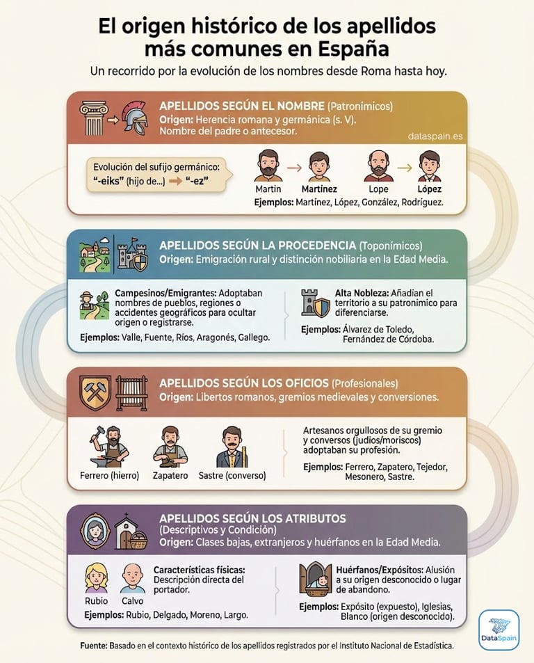 Infografía del Origen de los Apellidos en España