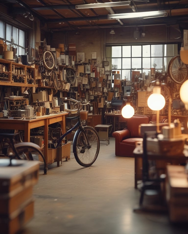 Various photography props including vintage