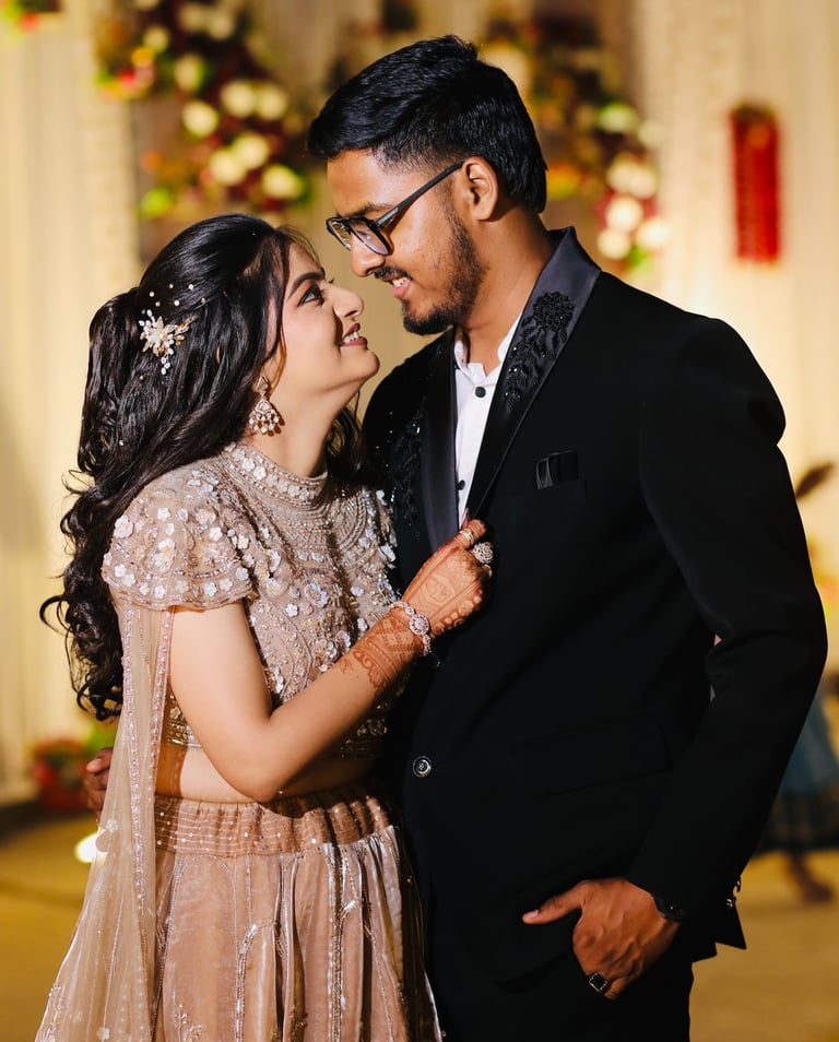 “Beautiful Vadodara bride engagement makeup with soft glam look by professional bridal makeup artist