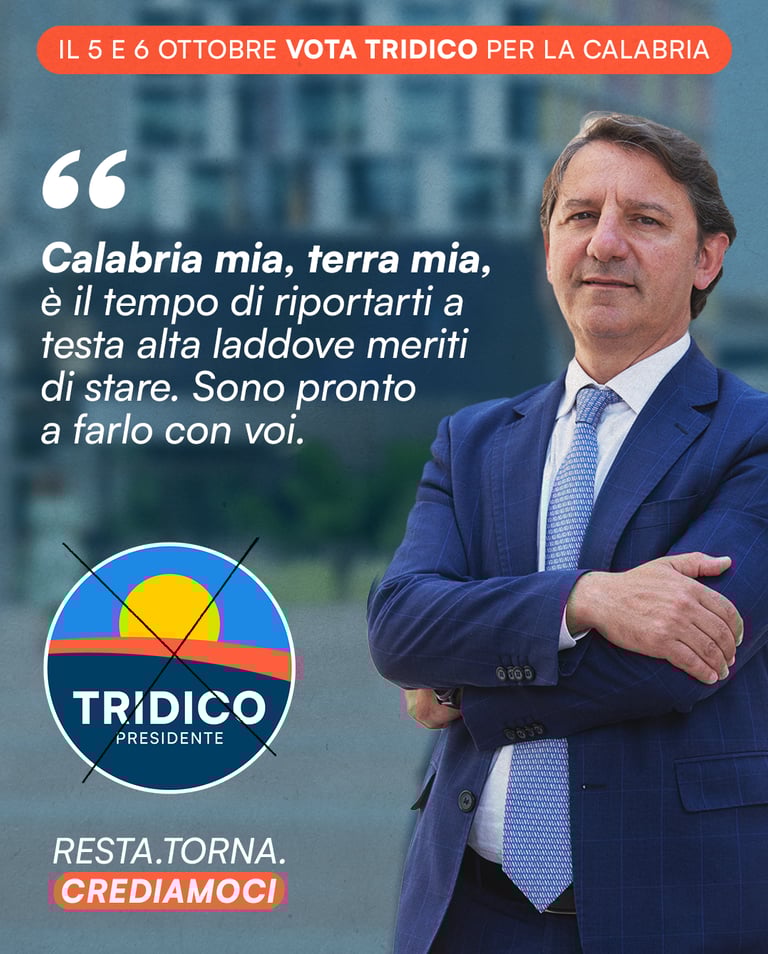 Pasquale Tridico on. candidato Governatore Calabria