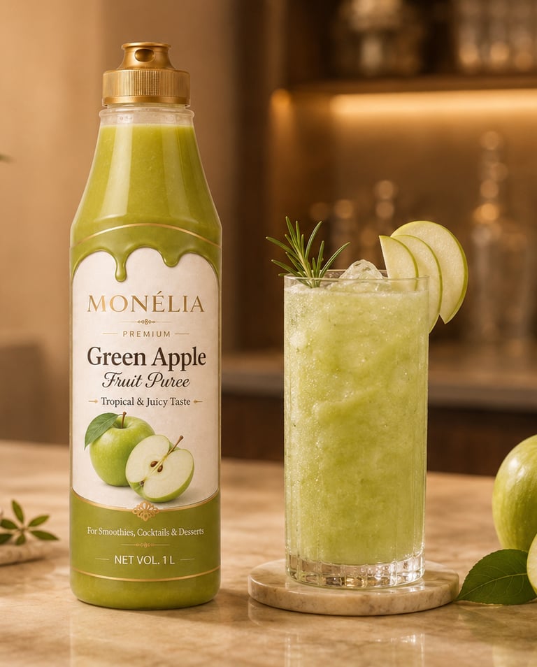 MONÉLIA green apple fruit puree for refreshers lemonades and cold drinks