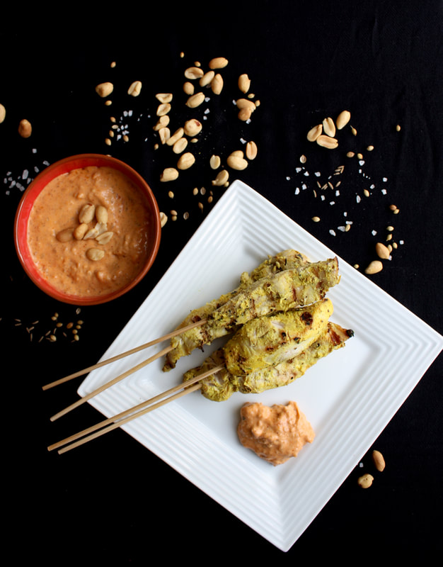 chicken satays with peanut sauce