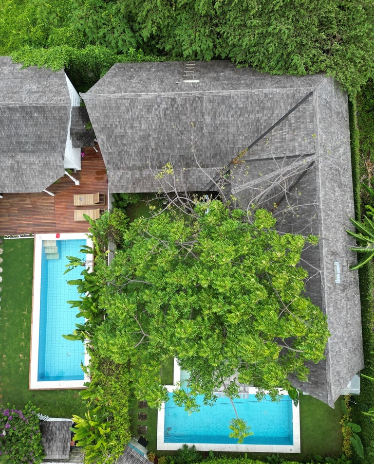 Aerial view of Villa Ananda in Kerobokan Kelod, Bali