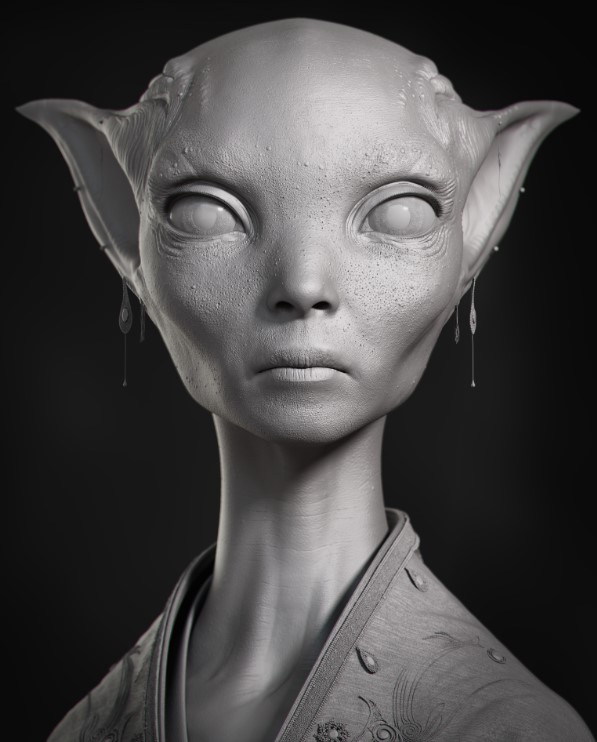3D mesh of alien creater in Renderman