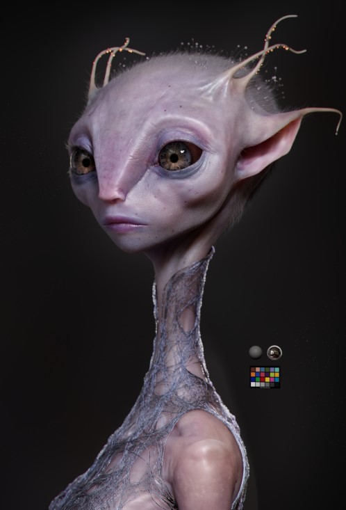 Fully globally-lit 3D model of alien