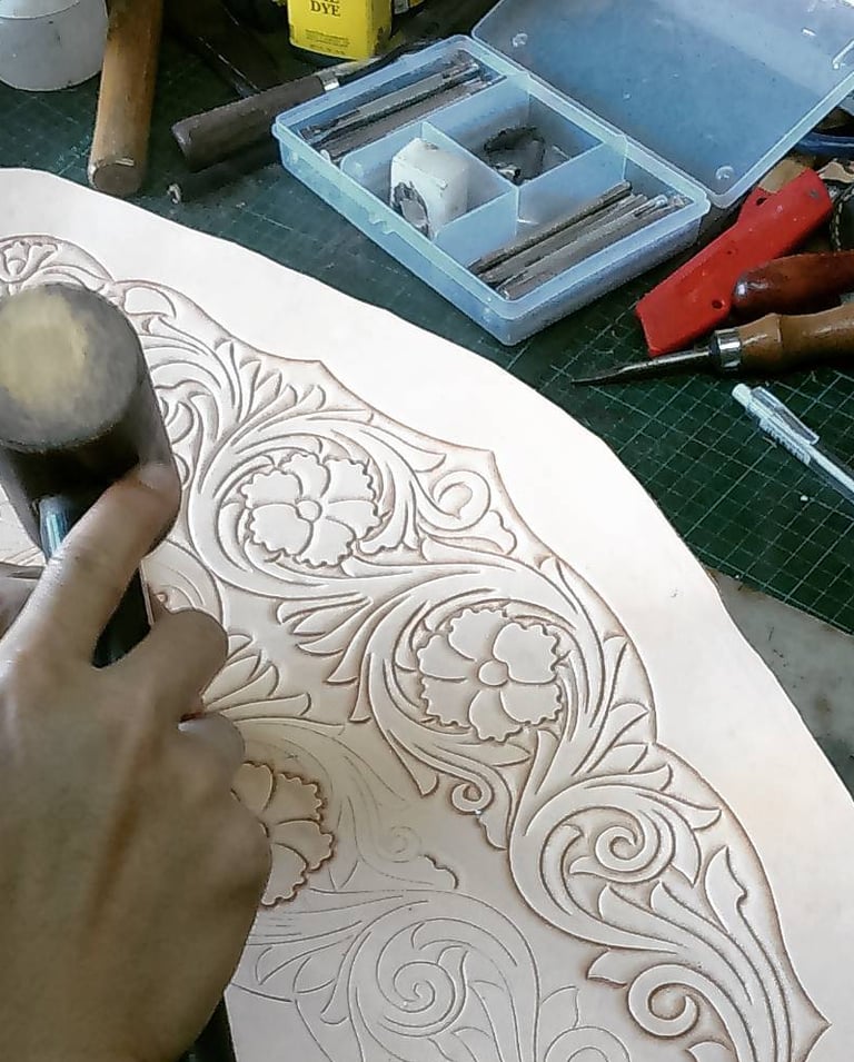 Hand-tooled leather