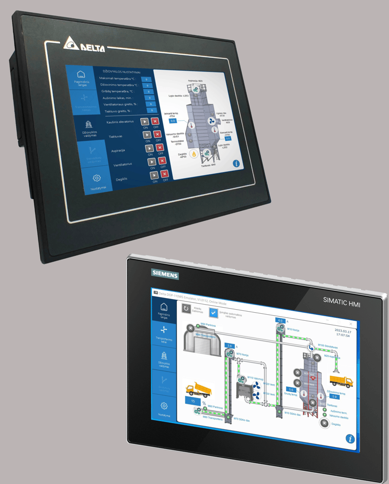 PLC valdiklių ir HMI valdymo pultų programavimas