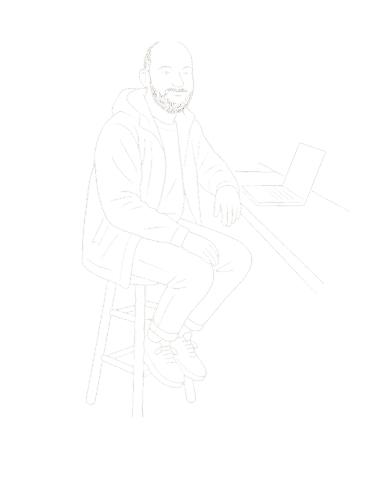 Outline of myself on a stool - Image for Homepage 