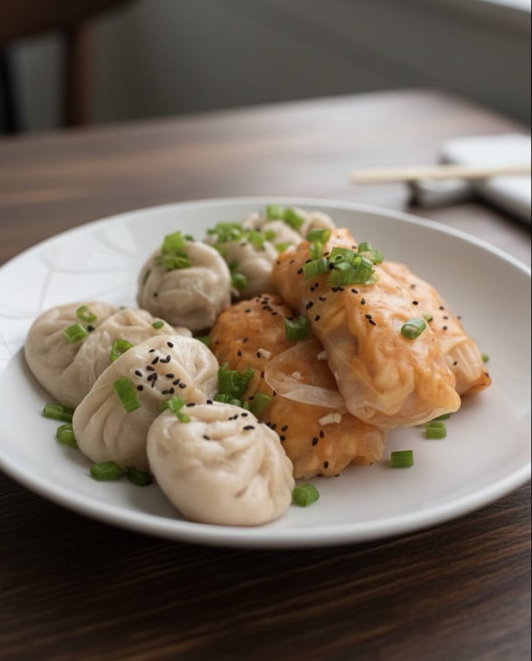 dumplings y spring rolls