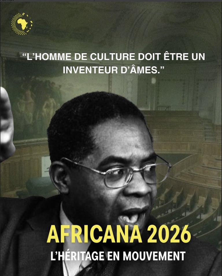 Affiche AFRICANA 2026 L'Héritage en Mouvement citation Aimé Césaire conférence étudiants Afrique