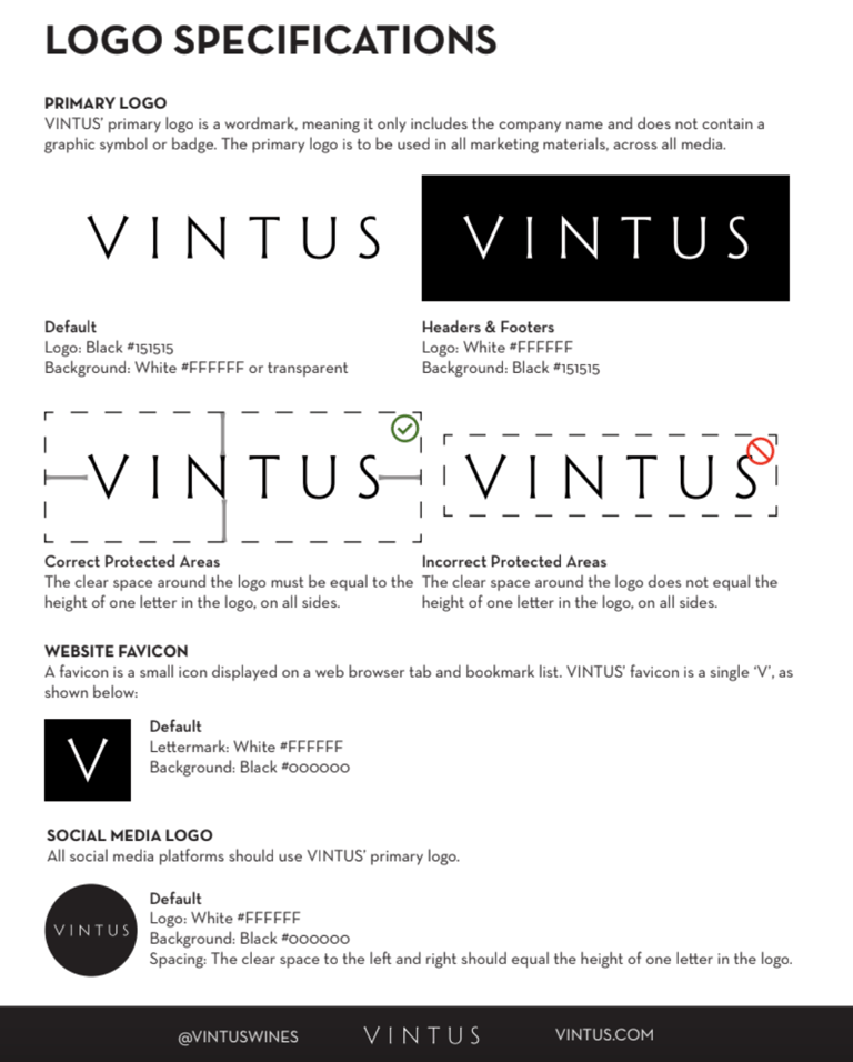 A branding guide I created for VINTUS, a wine importer