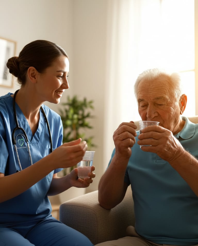 enfermera cuidadora ayuda a domicilio anciano