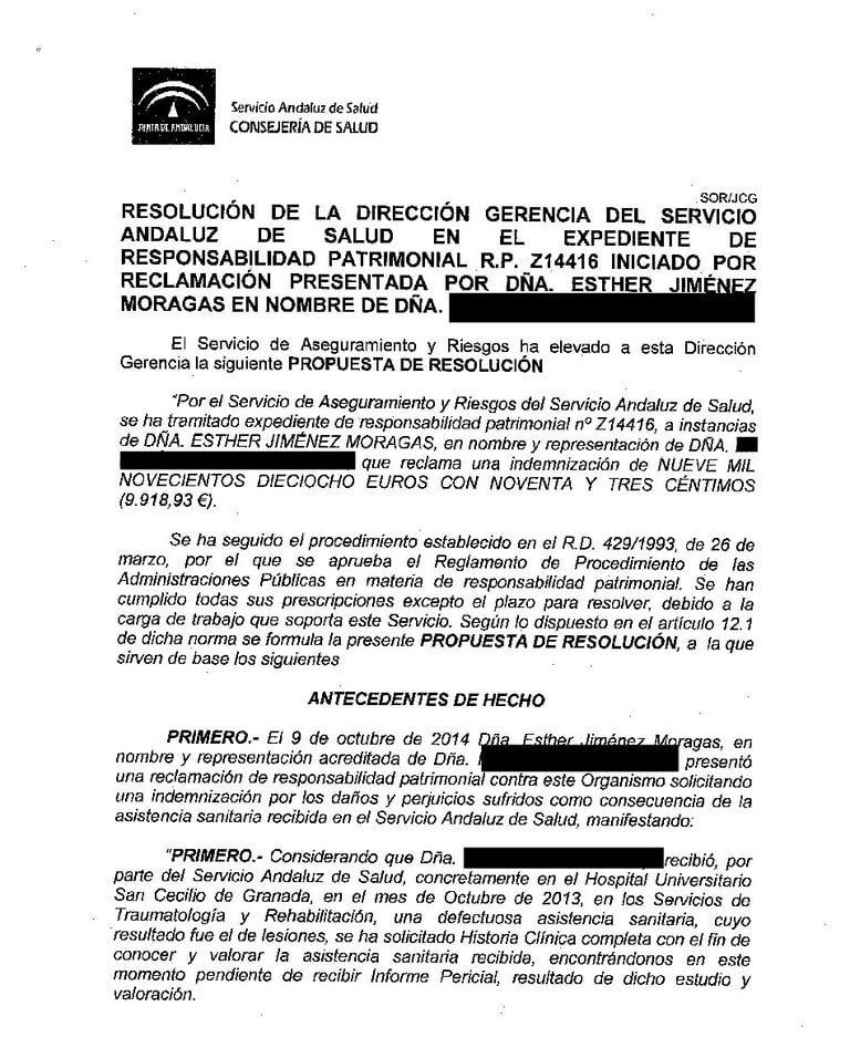Negligencia médica en tratamiento de rehabilitación -fisioterapia