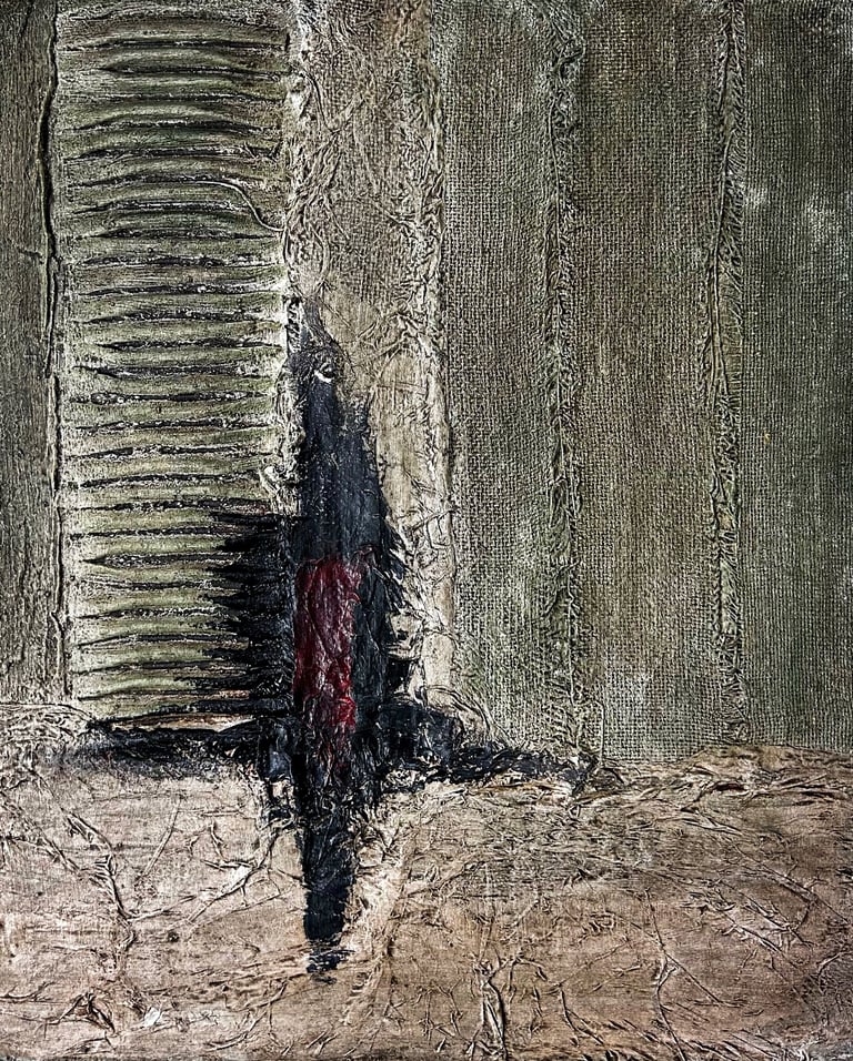 Urban art, mixed media abstract painting. Ditchling artist.