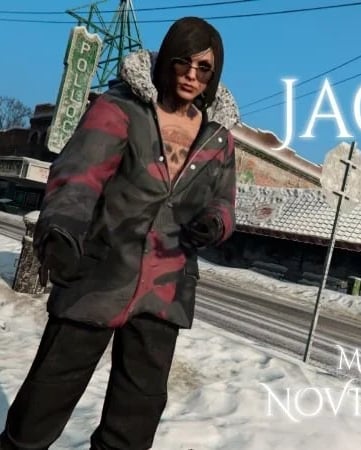 a man in a jacket and sunglasses standing in the snow