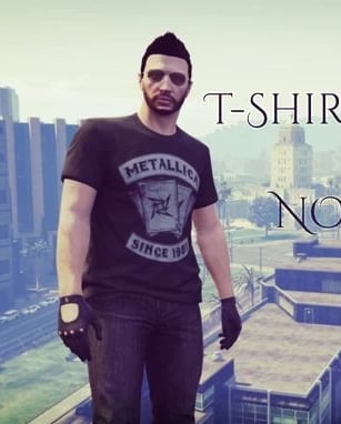 a man in a t - shirt and gloves standing on a ledge