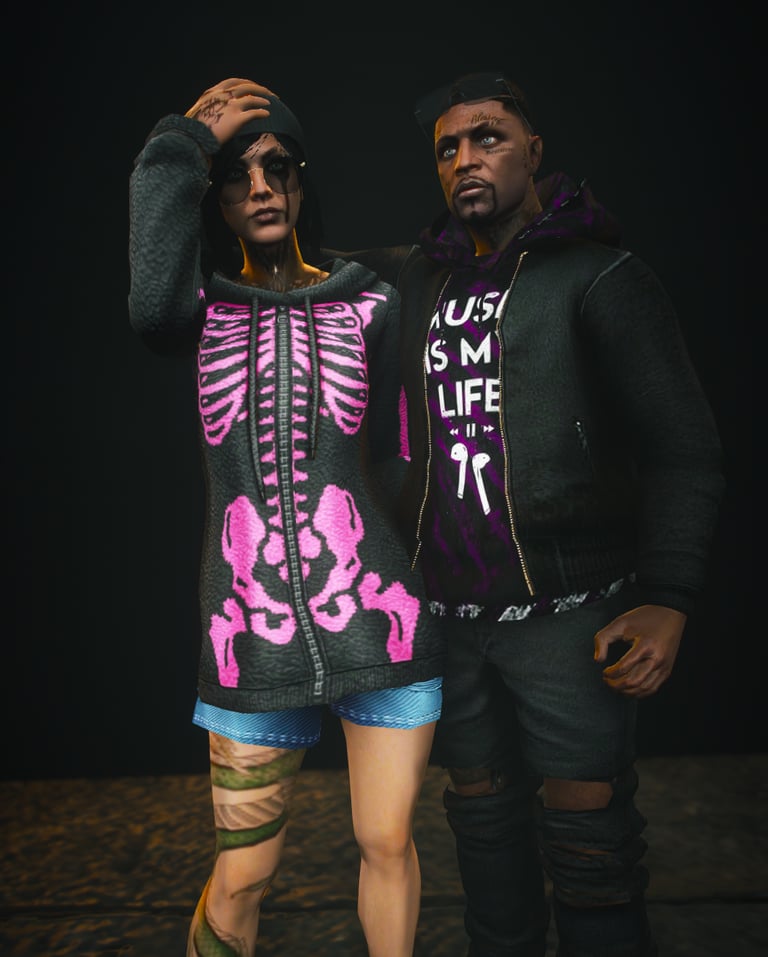 a man and woman in a skeleton skeleton skeleton headdress