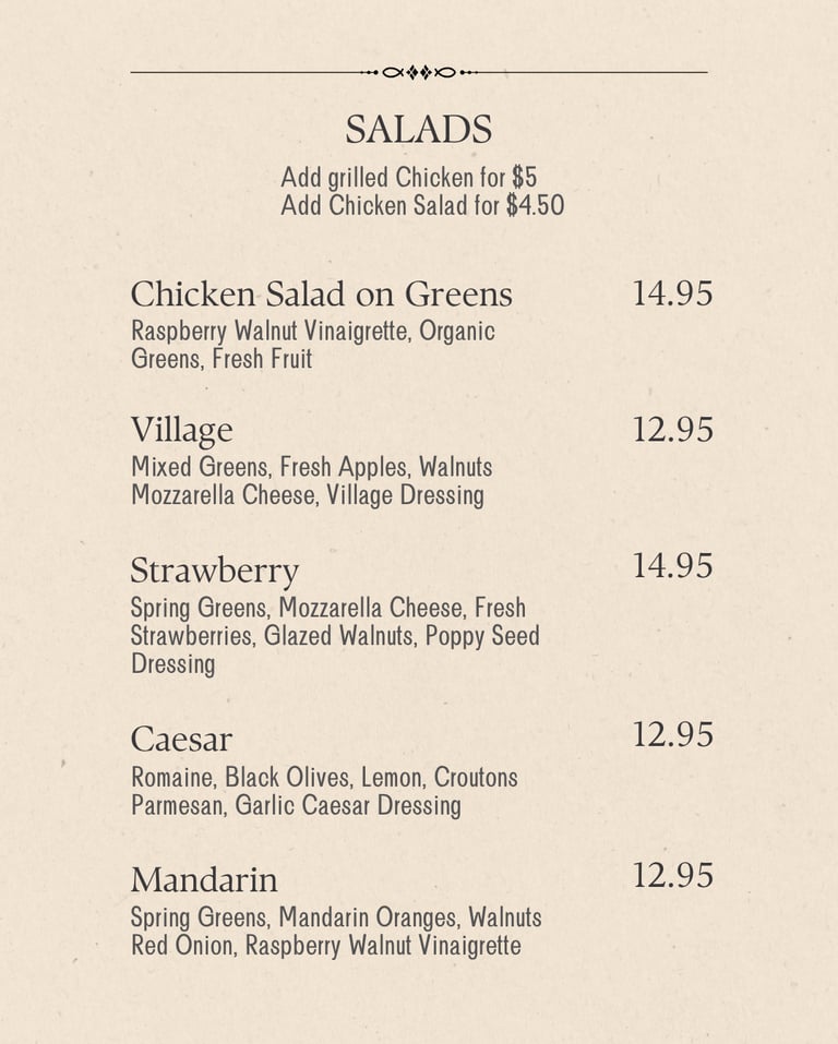 a menu of a restaurant menu with a menu for a restaurant