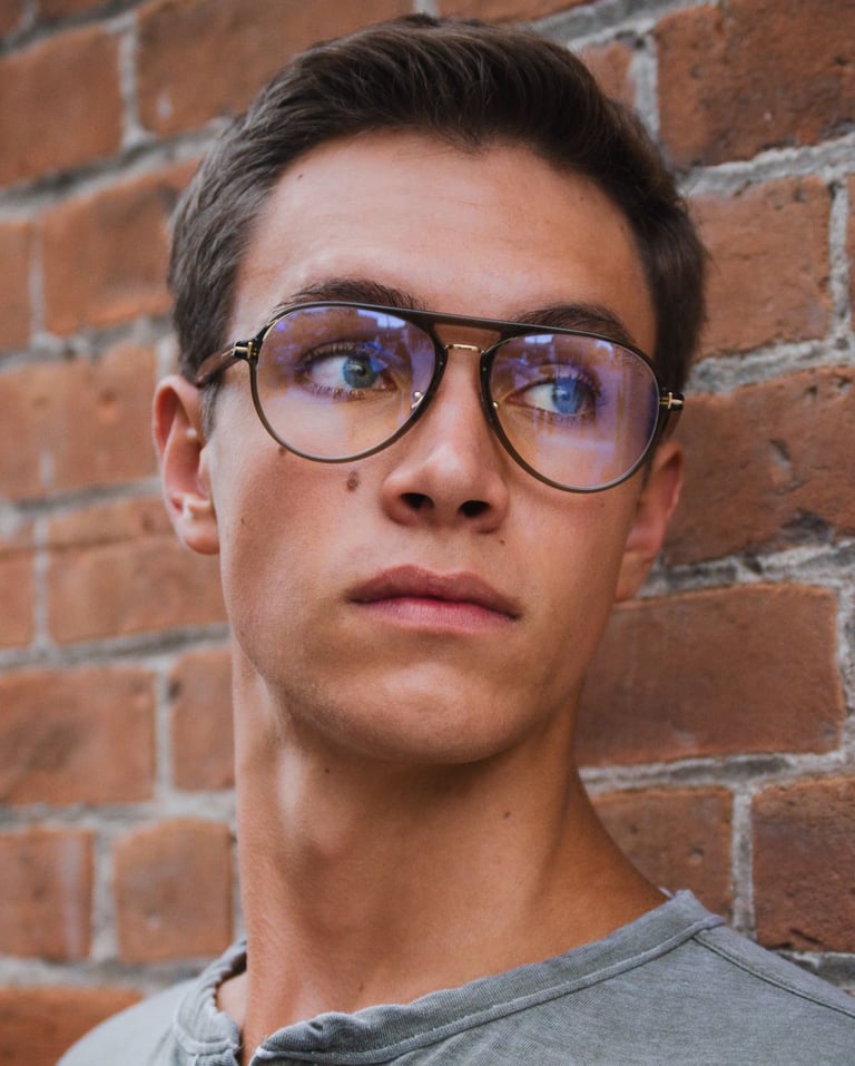 Young man wearing fashion eyewear