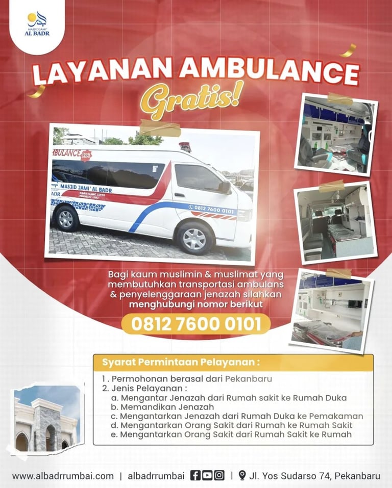 poster ambulan gratis Masjid Jami' Al Badr